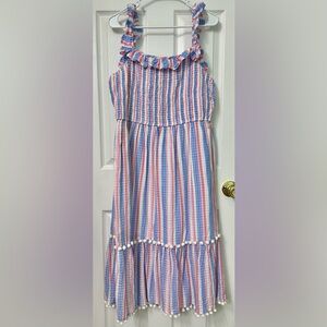 Crown & Ivy Blue and Pink Striped Midi Dress